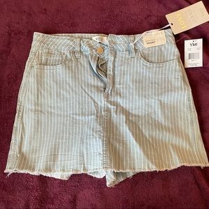 Light blue & white striped skort